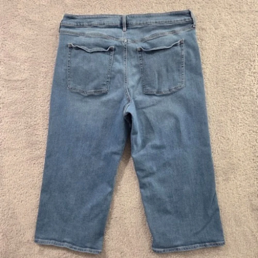 Old Navy High Rise Wow Wide Leg‎ Jeans Cropped Women's 18P Blue Denim Stretch